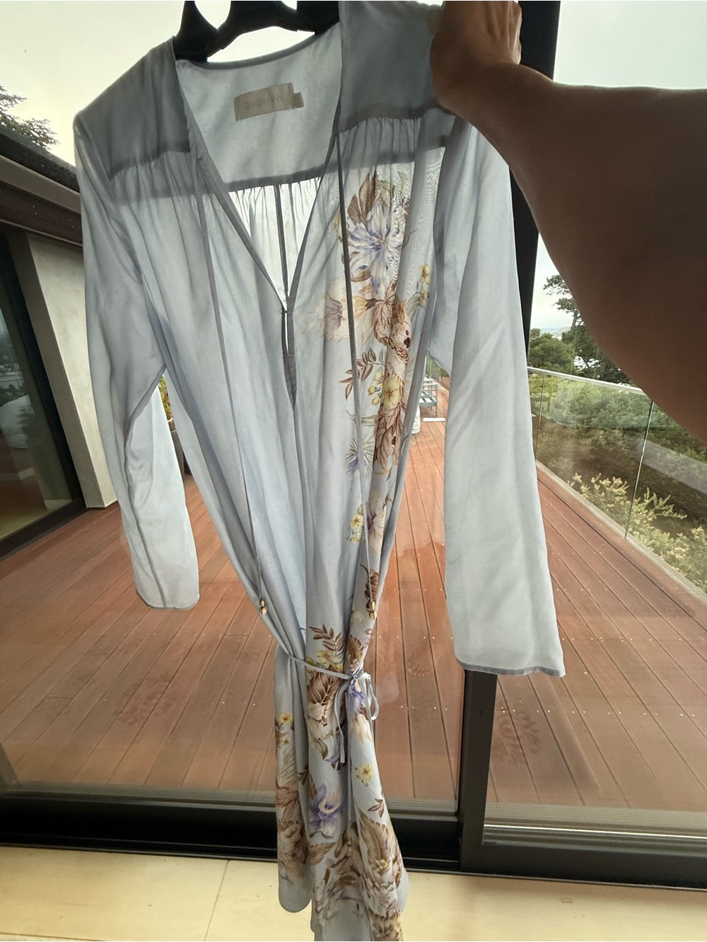 Zimmermann Coco placed print Pale Blue Brown and Blue Floral - Picture 8 of 8